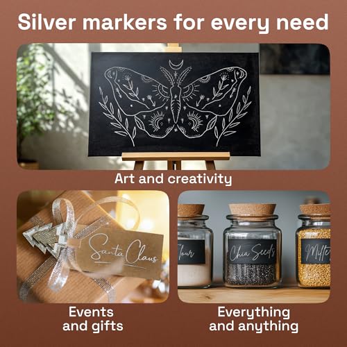ARTISTRO Silver Paint Pens - Extra-Fine Tips - Set of 5 - color: Silver