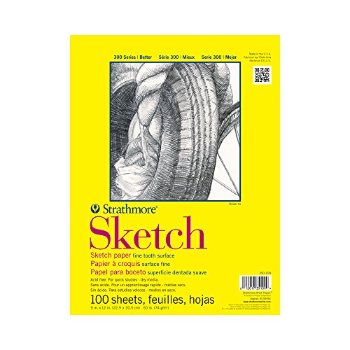 Strathmore 300 Series Sketch Pad, 9x12 inch, 100 Sheets, Glue Bound - Artist Sketchbook for Drawing, Illustration, Art Class Students - size: 9x12 inch