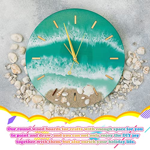 Geelin 6 Pcs Unfinished Round Wood Canvas Panels for Painting 8 Inch/12 Inch Circle Wood Panels Round Cradled Wooden Board Tray for Christmas DIY Gifts Oil Pouring Art Crafts Acrylics Painting