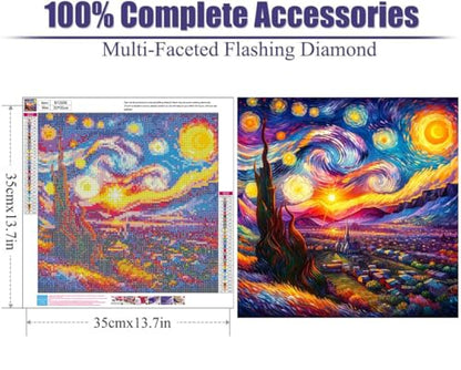 Lophomie Diamond Art Kits for Adults, 5D Starry Night Diamond Painting Kits - color: Diamond Art Van Gogh, size: 13.8x13.8in (35x35cm)