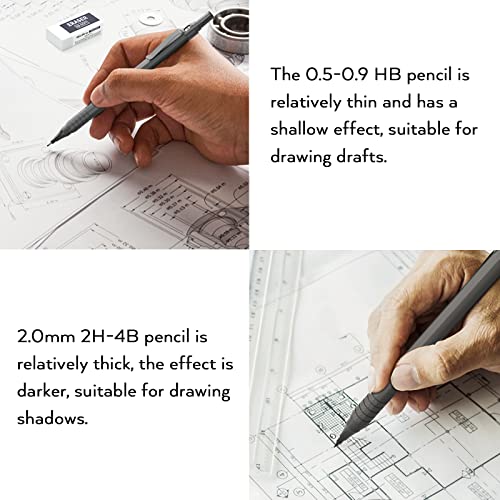 Nicpro 22PCS Black Art Mechanical Pencils Set + 3 PCS Metal Drafting Pencil 0.7mm