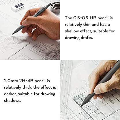 Nicpro 22PCS Black Art Mechanical Pencils Set + 3 PCS Metal Drafting Pencil 0.7mm