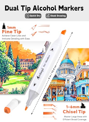 80 Colors Alcohol Markers with Free APP Dual Tip Art Coloring Markers Set | Kickstand Case | Chisel and Fine Tip | Alcohol-Based | Drawing Markers for Adults Artists | Illustration Sketching Painting - color: 80 Colors