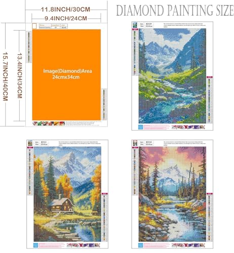 Axquilon 3 Pack Landscape Diamond Art Kits for Adults 12x16inch | Diamond Painting Kits for Adults, 5D Round Full Drill Landscape Gem Art, Paint by Diamonds Pictures DIY Crafts Kits - color: 3 Pack Landscape