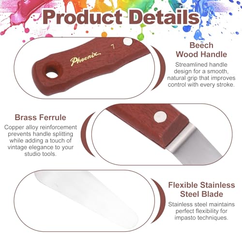 MECCANIXITY Pack of 1 Large Palette Knife No.7, 10.2" Long Palette Knives with Stainless Steel Flexible Spatula Pallet Knife and Wood Handle for Scraping, Mixing, Oil Acrylic Painting Canvas - style: No.7