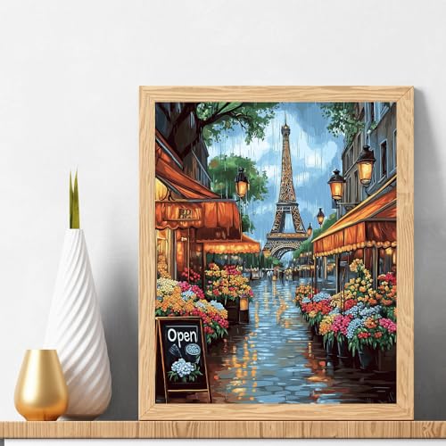 Natuyalo Paint by Numbers for Adults Beginner, Eiffel Tower Acrylic Painting by Number Kits Paris Cityscape DIY Art Craft Kits Suitable for Home Wall Decoration Frameless (16x20 Inch) - color: ART-07