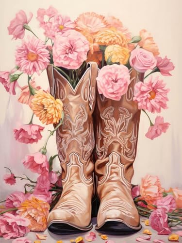 Dugsmgd Western Diamond Art Kits for Adults, Diamond Painting Kits 12x16in - color: Boots