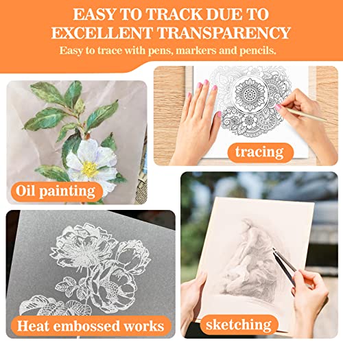 Vellum Paper 8.27 x 11.8 Translucent-Printable - Translucent Vellum Paper Tracing for Crafts Tracing,Drawing,Card Overlays,Invitation Envelope 30 Sheets | Use with Tracing Paper, Carbon Copy Paper for Drawing Patterns on Wood, Canvas, Fabric, Artist Lette