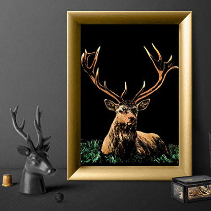 DESINIK Scratch Painting Art for Adults -Scratch Painting Foil Art for Adults, Scratchboard Set(A4) with 4 Tools & 8 Sheets, Animal Series Creative Set (Lion and Bird) - color: Lion and Bird
