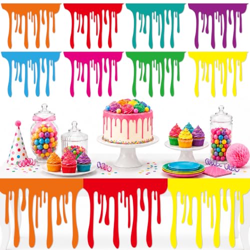 8 PCS Art Themed Party Table Skirt Back to School Felt Desk Skirts Colorful Felt Rainbow Paint Splatter DIY Decorations for Classroom Wall Decor Bulletin Board Art Craft Birthday Supplies (Rainbow) - color: Rainbow Color