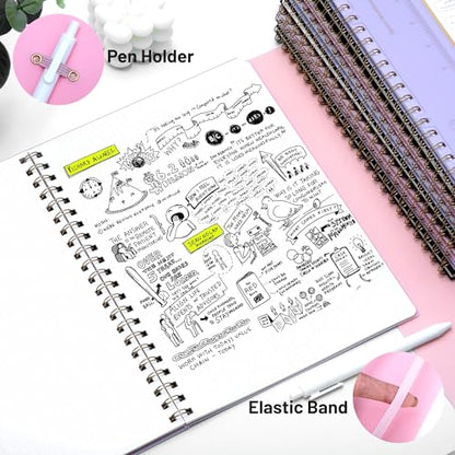 Yoment Bullet Dotted Journal Spiral Notebook 8.5 x 11 A4 Dot Grid Notebooks | 100 GSM Thick Dot Paper, Large Journaling Notebooks for Work School Sketching, A4 Pink - color: Pink, style: F - Dotted - A4