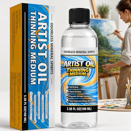 Odorless Mineral Spirits, 100ml Refined Paint Thinner, Professional Art Solvent, Ideal for Cleaning Oil Paints, Brushes, Palettes, Art Studio and DIY Craft Projects
