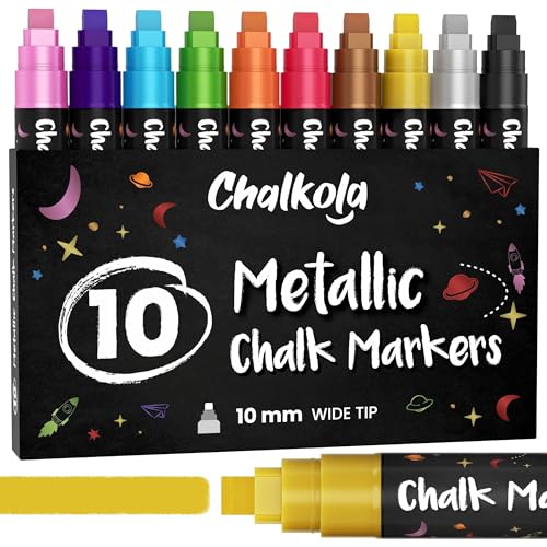 10mm Metallic Car Window Markers - Washable Chalk Markers for Blackboards - size: Wide Tip - 10mm