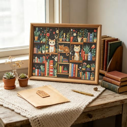Book Diamond Painting Kits for Adults, 5D Cats Bookshelf Diamond Art Kits - color: KM1166-1