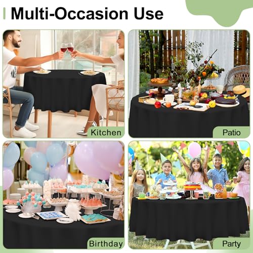 misaya 6 Packs Plastic Table Cloth Black Disposable Tablecloth - color: Black, size: 84" Round