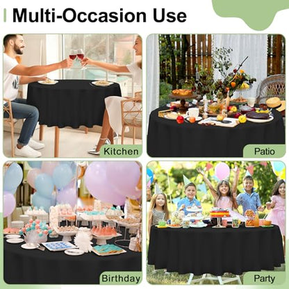 misaya 6 Packs Plastic Table Cloth Black Disposable Tablecloth - color: Black, size: 84" Round