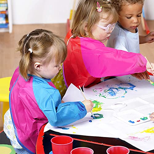Zkptops 12 Pack Kids Art Smocks for Boys Girls Age 3-7 Years, Waterproof | Kids Painting Aprons, Paint Smocks with Long Sleeve 3 Roomy Pockets,Washable Toddler Paint Aprons,Velcro Closure,for Drawing - color: 12 Pack