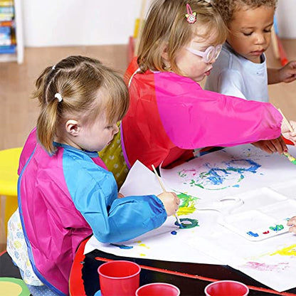 Zkptops 12 Pack Kids Art Smocks for Boys Girls Age 3-7 Years, Waterproof | Kids Painting Aprons, Paint Smocks with Long Sleeve 3 Roomy Pockets,Washable Toddler Paint Aprons,Velcro Closure,for Drawing - color: 12 Pack