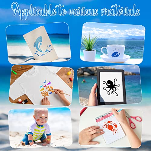 Fainne 100 Pcs 2 Inch Ocean Stencils Small Stencils for Painting | Reusable Craft Stencils, DIY Scrapbook, Wood Wall Fabric Rock Chalkboard Sign Painting, Home Art Decor Projects - style: Marine Life