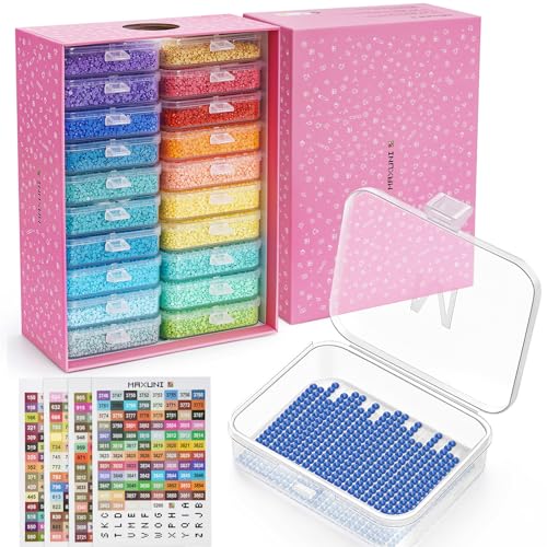 20PCS Diamond Painting Storage Containers Trays with Lids | Diamond Art Beads Storage & Line-Up Trays, Diamond Art Accessories Tools, Diamond Painting Dots Organizer, Pink Box Package - size: 20 Piece Tray Kits