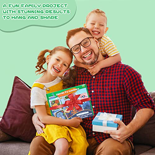 3 Pack Paint by Numbers for Kids Ages 8-12, Pre-Printed Acrylic Oil Painting, Includes (8x10, 8x9, 8x8 inch) Framed Canvas with 30 Acrylic Paint Pots, 5 Brushes for Kids, Art Supplies for Kids 9-12 - color: Undersea