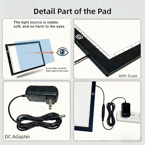 A1 Extra Large LED Light Pad (34.6"x23.6") - Upgraded Durable Tracing Light Box with 5-Level Brightness - Dot-Free Eye Protection Board for 5D Diamond Art Painting, Sketching, Drafting & Tracing - size: A1 Premium