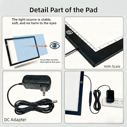 A1 Extra Large LED Light Pad (34.6"x23.6") - Upgraded Durable Tracing Light Box with 5-Level Brightness - Dot-Free Eye Protection Board for 5D Diamond Art Painting, Sketching, Drafting & Tracing - size: A1 Premium