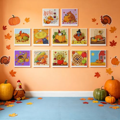 Niteform Pre Drawn Canvas to Paint, Pre Printed Canvas Boards, Pre Stretched Outline Painting Kits for Beginners, Adults, Party Favors & Spring Craft Activities (6 * 6-Thanksgiving) - style: 6*6-Thanksgiving