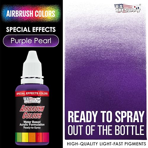 U.S. Art Supply Ready to Spray Special Effects Purple Pearl Acrylic Airbrush Paint - 1oz Bottle, Professional Grade Non-Toxic Water-Based Colors for Vibrant & Permanent Results - color: Purple Pearl, size: 1 Fl Oz (Pack of 1)