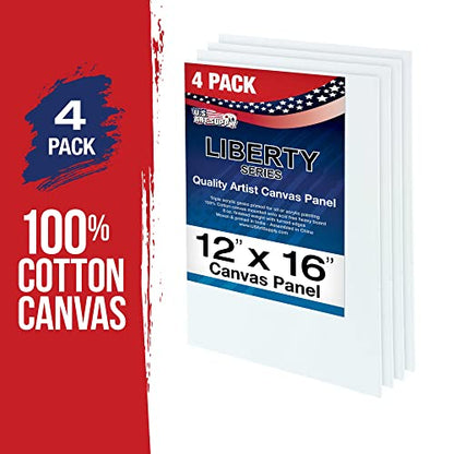 U.S. Art Supply 12 X 16 Inch Art Canvas Board Panels 4 Pack - 8 Ounce Heavyweight Cotton Acid Free Canvases for Painting Acrylics and Watercolor (1 Case of 4 Single Canvas Painting Panels) - size: 12" x 16"