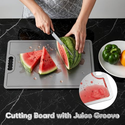 Titanium Cutting Board,100% Pure Titanium Cutting Boards for Kitchen, 2025 New Double Sided Food-Grade Chopping Board for Cutting Meat Vegetable Fruit-Small(11.5x8in) - size: S: 11.5"L x 8"W