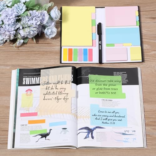 Mr. Pen- Transparent Sticky Notes Set, 380 Pack | Transparent Sticky Notes Tabs with Black Fineliner Pen for Bible Study, Office, School, Planning, Journaling & Organization - color: Pastel 2, size: 1 Set