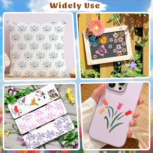 72 Pcs Botanical Stencils Set, Reusable Butterfly & Flower Painting Templates - Leaf, Dragonfly, Wildflower Nature Crafts Kit for Wall Murals, Fabric Art, Wood Signs, Kids Classroom Projects - style: Plant and Butterfly