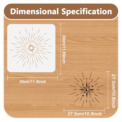 4Pcs Star Burst Wall Stencil Template DIY Crafts Reusable Plastic Stencils for Painting on Walls Floors Fabric Furniture Glass - style: Star Burst