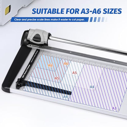 480mm(18.90") Rotary Paper Trimmer, 15 Sheets Heavy Duty Paper Trimmer | Sharp & Safe Blade, Effective for A3-A6 Sizes, Commercial Grade Rotary Paper Cutter for Home/Office/School, Black & Silver - size: 18.90"