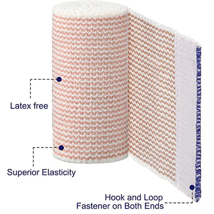 24 Pack Elastic Bandage Wrap (6x2”, 6x3, 6x4, 6x6) Compression Bandage Wrap with Hook and Loop Closure on Both Ends Self Adhesive Bandage Wrap for Sports, Medical, and Injury Recovery - size: 2 Inch/3 Inch/4 Inch/6 Inch