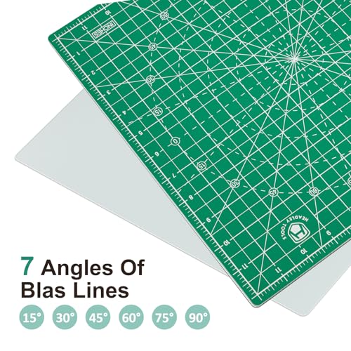 Headley Tools 12"x12" Rotating Cutting Mat, Self Healing Mat with 360-Degree Rotation & Anti-Slip Base, Sewing Board Cutting Mat Perfect for Fabric Quilting Leather Hobby Project, Green - color: Green, size: 12"L x 12"W