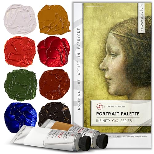 ZenART Professional Oil Paint Set - Artist Grade Portrait Colors - 8x50ml | Skin & Earth Colors - Non-Toxic Large Tubes, Buttery Consistency, Rich Pigments, Lightfast Oil Paints for Artists & Beginners - color: Portrait Palette (Skin Tones & Earths)