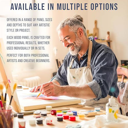 U.S. Art Supply 40" x 40" Unfinished Cradled Wood Panels for Painting, Gallery 1-1/2" Deep (2 Pack) - Artist Depth Wooden Wall Canvases - Mixed-Media Craft, Acrylic, Oil, Encaustic, Paint Pouring