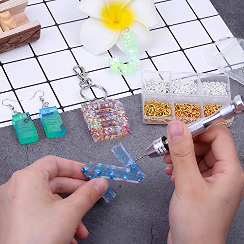 Pin Vise for Resin Casting Molds, Shynek Hand Drill for Jewelry Making Resin Tools Includes 1Pcs Push Hand Drill 10Pcs Drill Bits 480Pcs Eye Screws for DIY Keychain (Gold+silver) - color: Silver and Gold