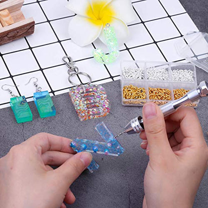 Pin Vise for Resin Casting Molds, Shynek Hand Drill for Jewelry Making Resin Tools Includes 1Pcs Push Hand Drill 10Pcs Drill Bits 480Pcs Eye Screws for DIY Keychain (Gold+silver) - color: Silver and Gold