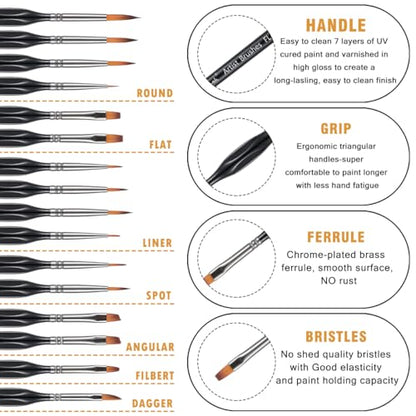 Brusarth Detail Paint Brushes, Miniature Paint Brushes Set, 16 pcs - size: 16 Pieces