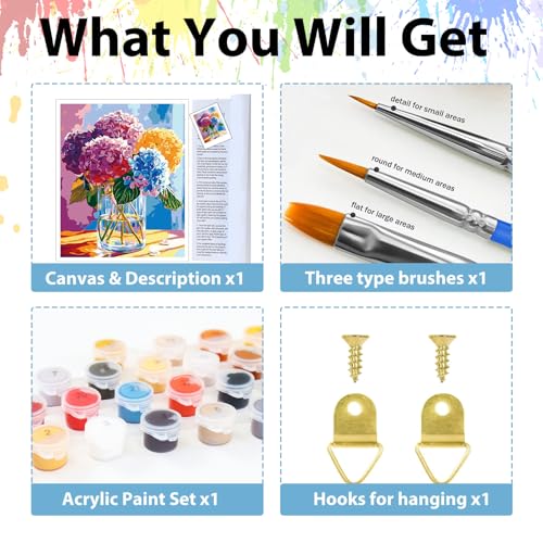 Paint by Numbers Kit for Adults, Adult Paint by Number Kits 16x20 Inch - color: Hydrangea