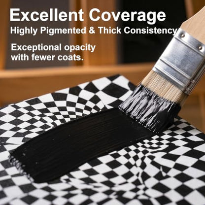 YULL 7.6 oz / 225 ml Matte Black Acrylic Paint Tubes, Thick Opaque Waterproof Black Paint for Wood/Canvas/Metal/Ceramic/Plastic/Wall, Non-Toxic Water-Based Washable Indoor/Outdoor Craft Paints - color: Black (Matte)
