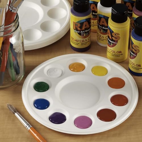 Creative Mark Disposable Earth Paint Palette, 7-3/8" Diameter, 10 Pack | Eco-Conscious, Biodegradable Paint Holder Tray for Artists, Compostable Paint Tray Palette with 10 Wells Each, Easy Cleanup