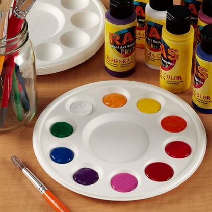 Creative Mark Disposable Earth Paint Palette, 7-3/8" Diameter, 10 Pack | Eco-Conscious, Biodegradable Paint Holder Tray for Artists, Compostable Paint Tray Palette with 10 Wells Each, Easy Cleanup