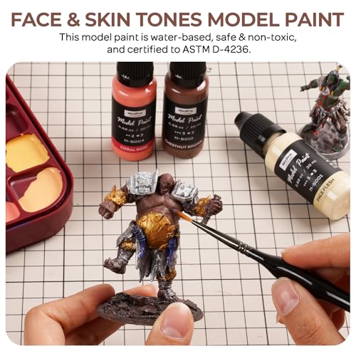 Nicpro 10 Colors Face & Skin Tones Model Paint Set, 20ml Ready to Use | Modeling Acrylic Paints, Brush & Airbrush, Miniature Paint Set for Beginners & Pro on Models, Figures, Busts, with 1 Thinner - style: Face & Skin Tones