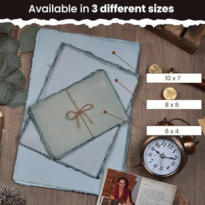 LEATHER VILLAGE Grey Deckled Edge Watercolor Paper 25 Sheets 4x6 Inches - color: Grey Toned, size: 6 X 4 Inch