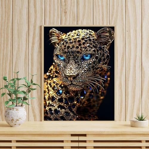 Xylogist Black Cheetah Diamond Art Kits for Adults 12 x 16 Inch | Black Cheetah Diamond Painting Kits for Adults Beginners, 5D Round Full Diamonds Gem Art Kit for Home Decor Wall Gifts - color: 1 Pack Leopard, size: 11.8 x 15.7 in