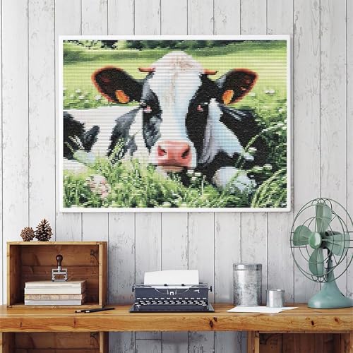 MIJVFNB Dairy Cow Cross Stitch Kits for Beginners Stamped Cross-Stitch Supplies Needlework DIY 11 CT 3 Strands Cotton Thread Printed DIY Needlepoint Kits, Craft Needlework Set 30×40cm